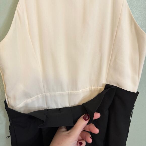 BCBG Maxazria Sheath Dress Women 4 Cream Black Silk Halter Bead Evening Cocktail - Picture 7 of 9